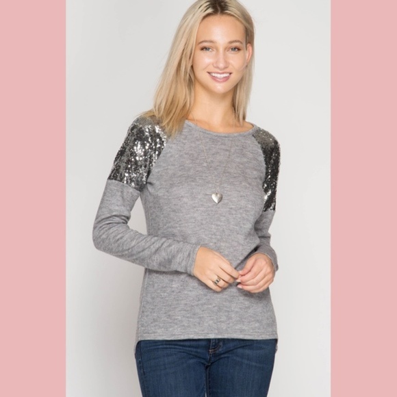 sequin shoulder top